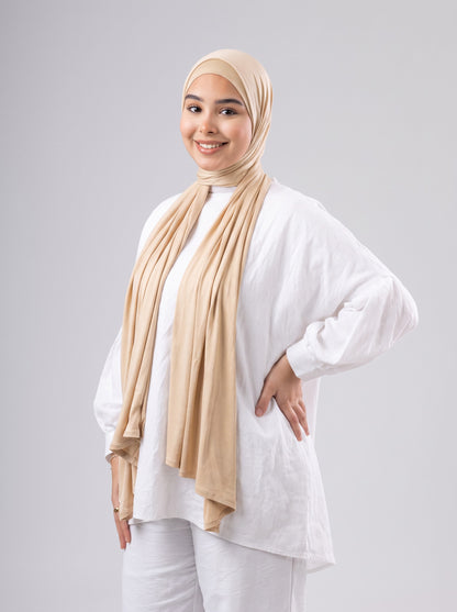 Jel Scarf and Bonnet Set in Beige #Color_Beige