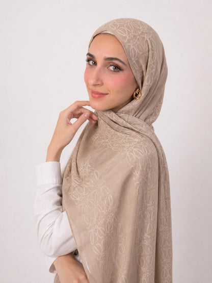 Anagram Weave Kuwaiti Scarf in Beige #Color_Beige