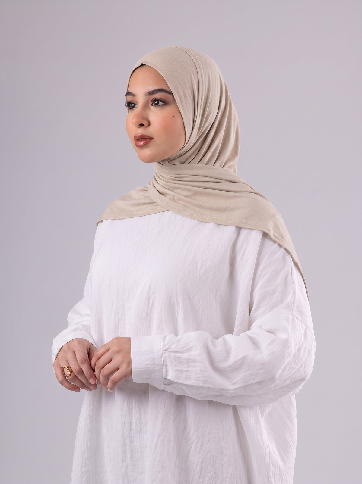 Quick Wrap Hijab in Beige #Color_Beige