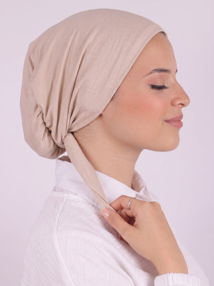 Seamless Tie Bonnet - Beige