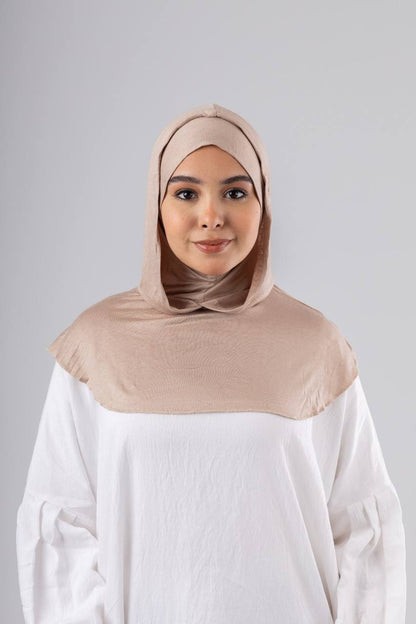 Ready Two Layer Kuwaiti Hijab in Beige #Color_Beige