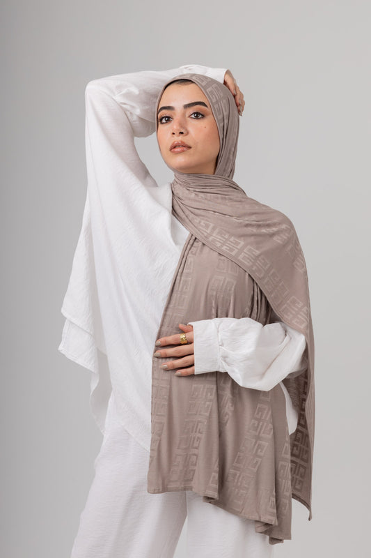 Maze Kuwaiti Scarf in Beige #Color_Beige