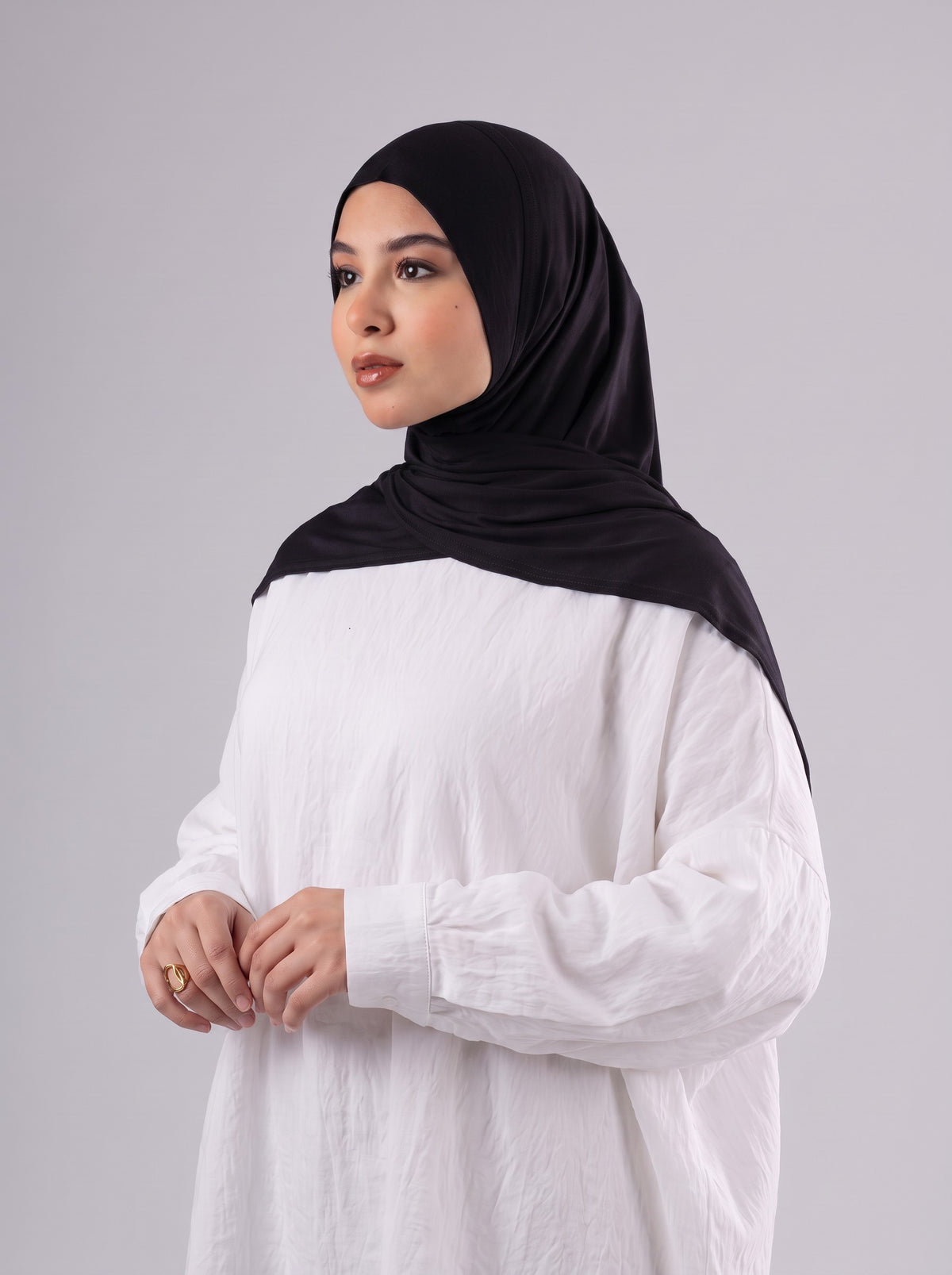 Quick Wrap Hijab in Black #Color_Black