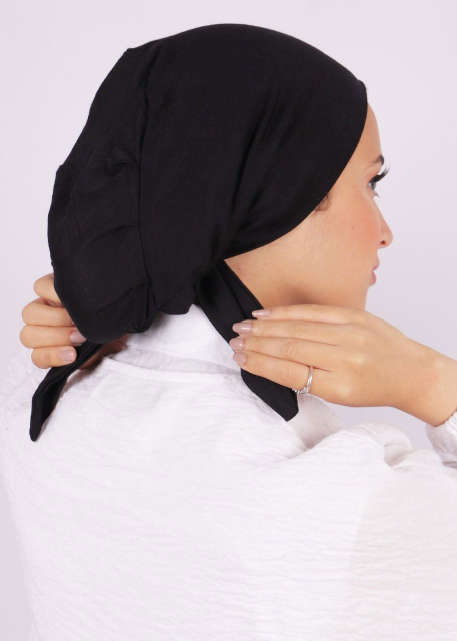 Seamless Tie Bonnet - Black