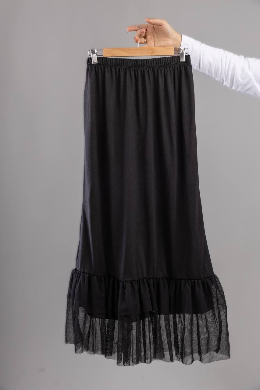 Ballet Layer Tulle Extension Skirt in Black #Color_Black