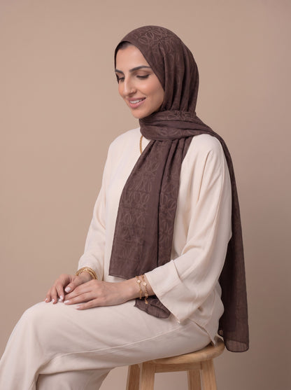 Anagram Weave Kuwaiti Scarf in Brown #Color_Brown