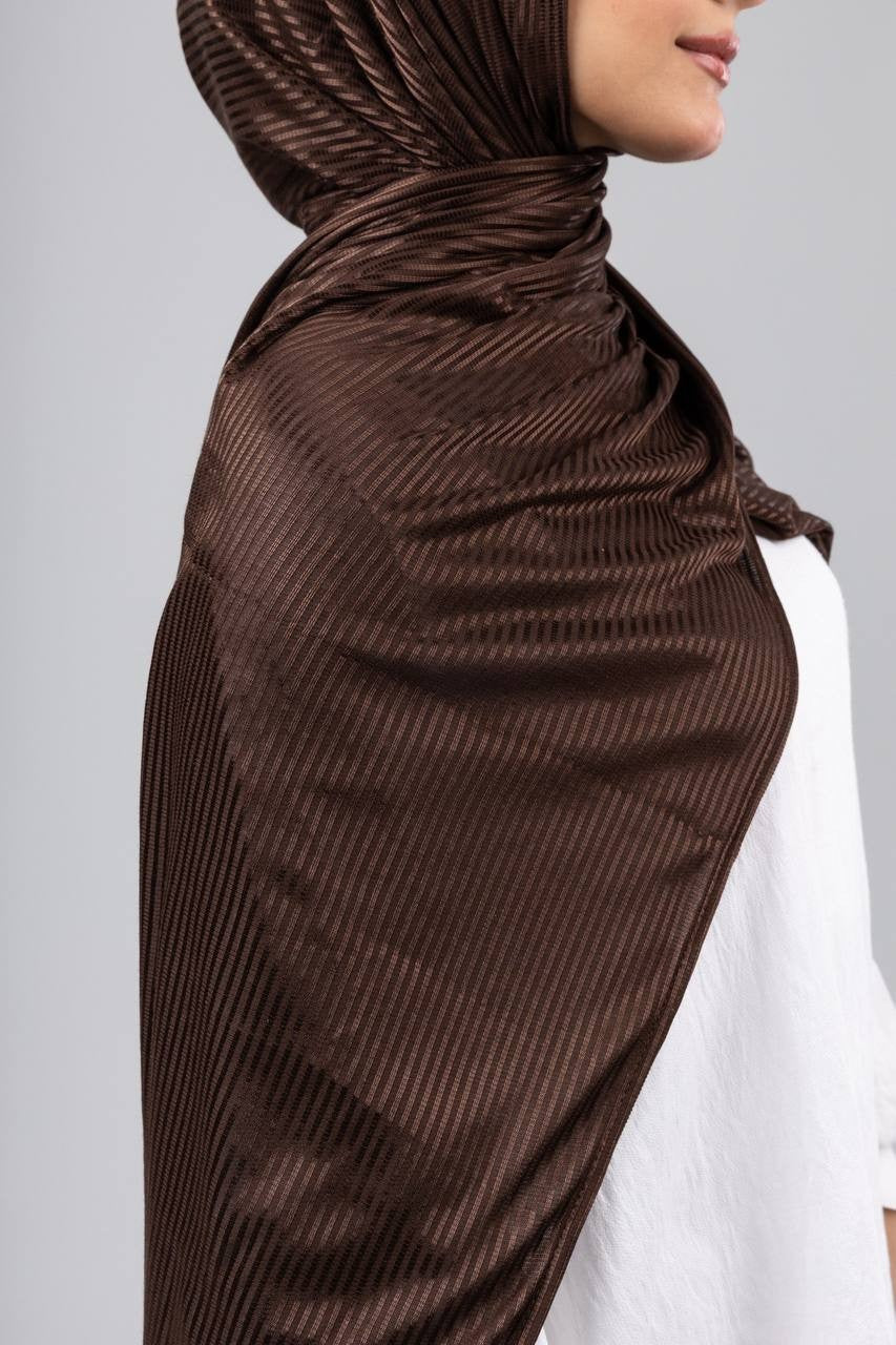 Mirage Pleat Kuwaiti Scarf in Brown #Color_Brown