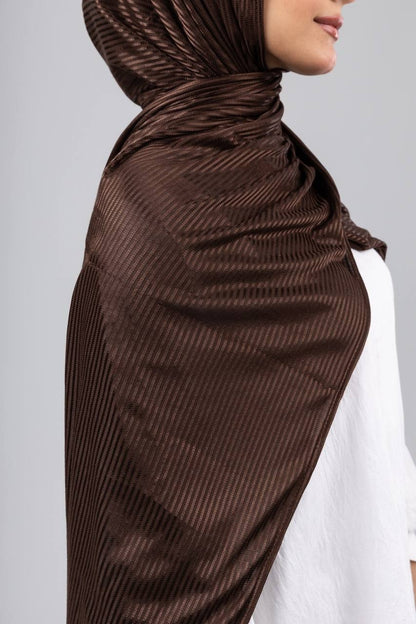 Mirage Pleat Kuwaiti Scarf in Brown #Color_Brown