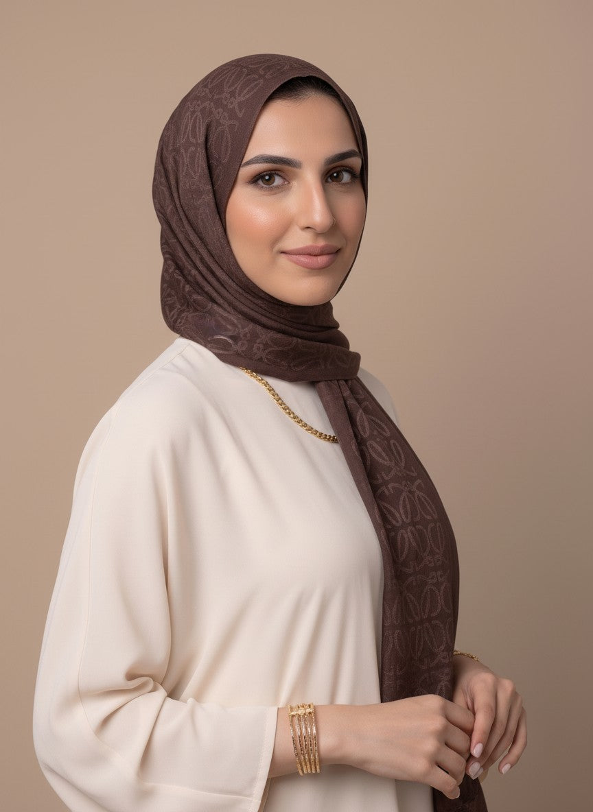 Anagram Weave Kuwaiti Scarf in Brown #Color_Brown
