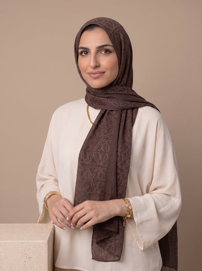 Anagram Weave Kuwaiti Scarf in Brown #Color_Brown