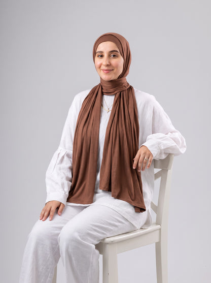 Jel Scarf and Bonnet Set in Brown #Color_Brown