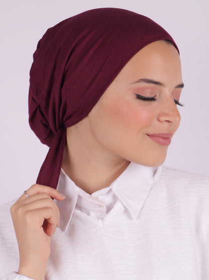 Seamless Tie Bonnet - Burgundy