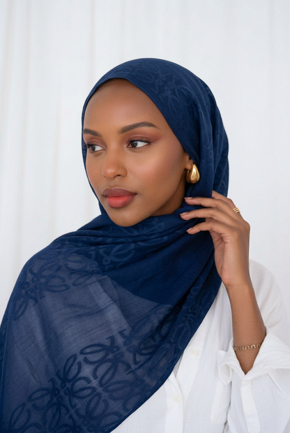 Anagram Weave Kuwaiti Scarf - Navy