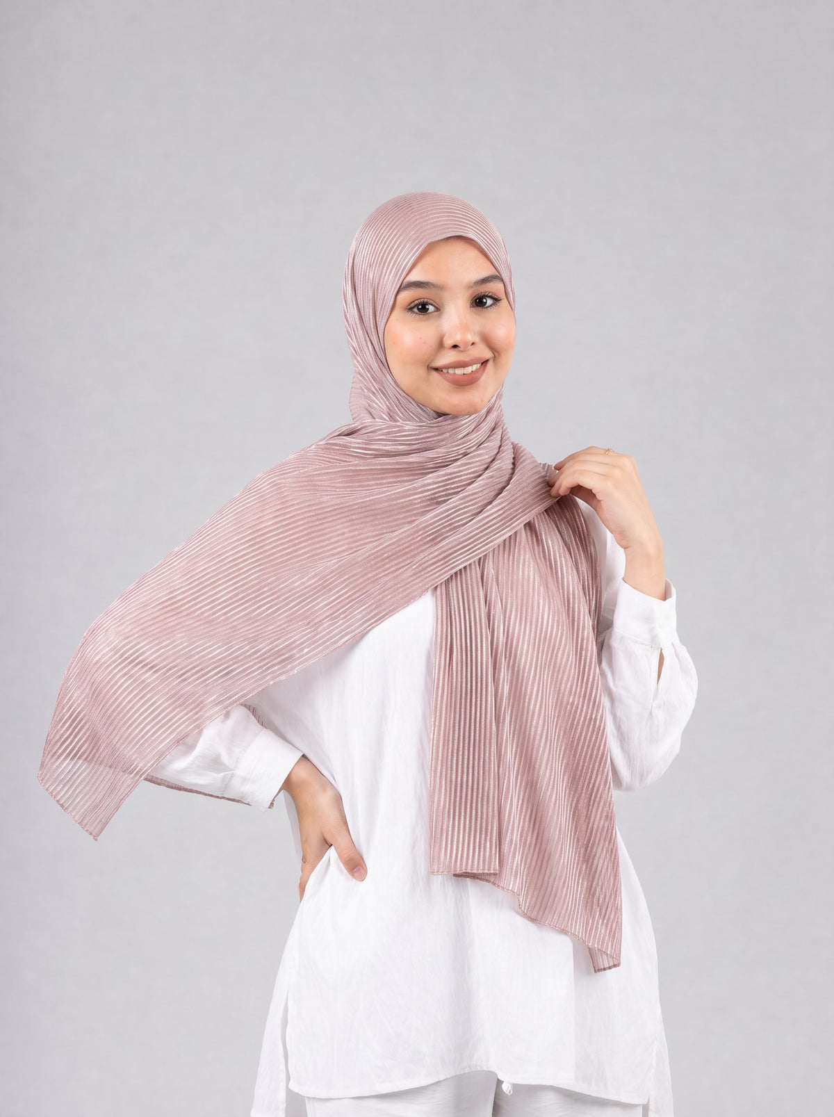 Mirage Pleat Kuwaiti Scarf in Cashmere #Color_Cashmere