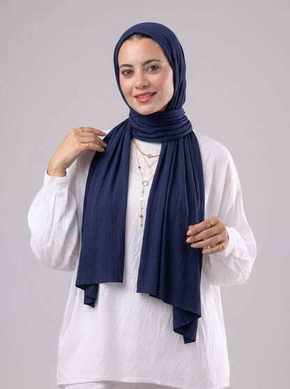 Lulua Plain Cotton Scarf - Navy
