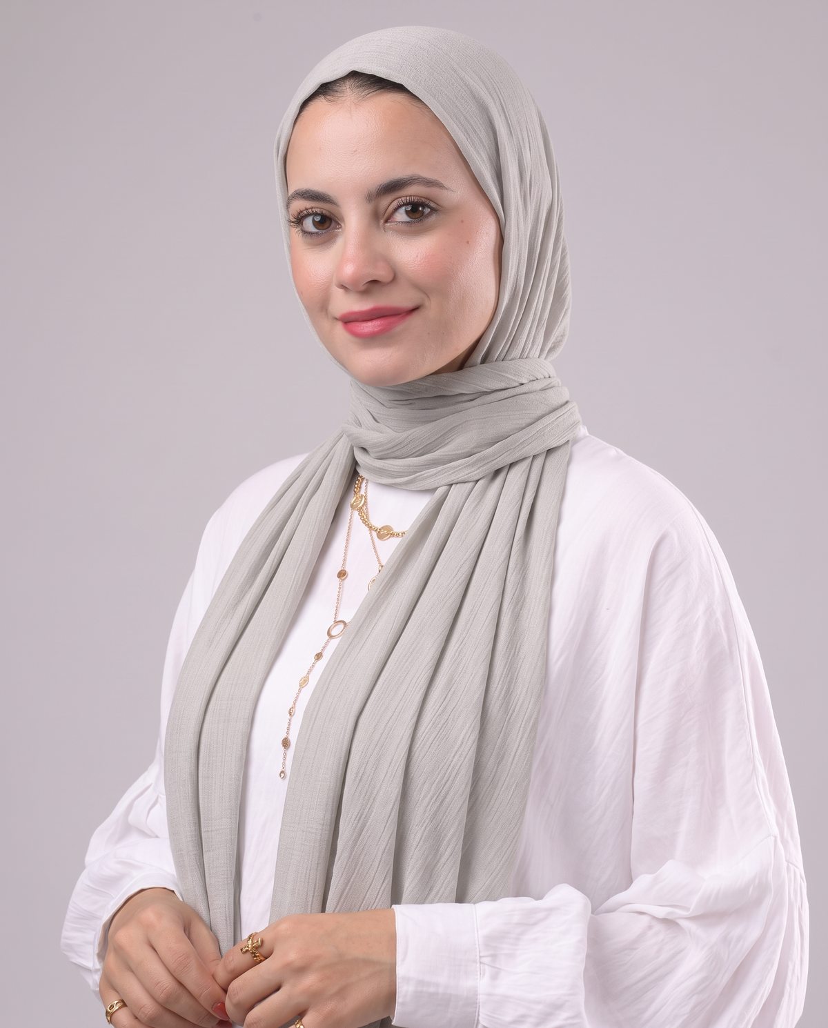 Lulua Plain Cotton Scarf - Light Greige
