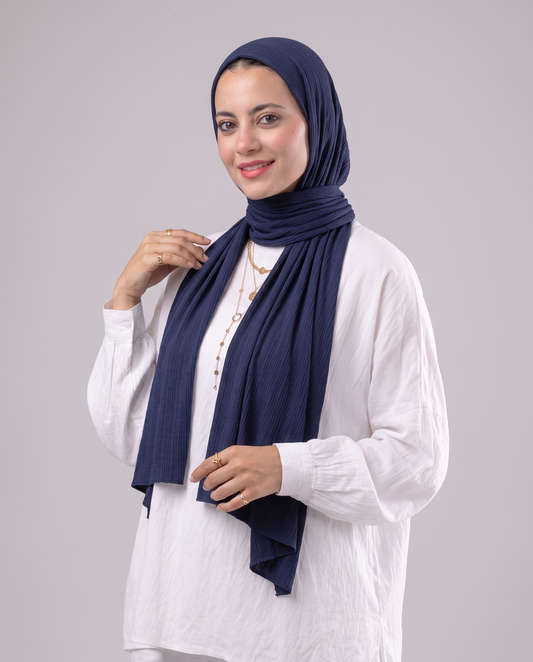 Lulua Plain Cotton Scarf - Navy