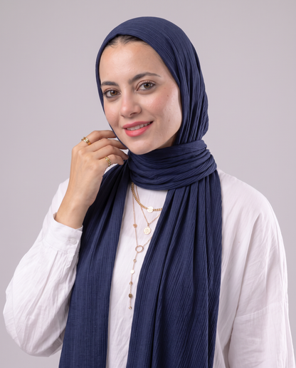 Lulua Plain Cotton Scarf - Navy