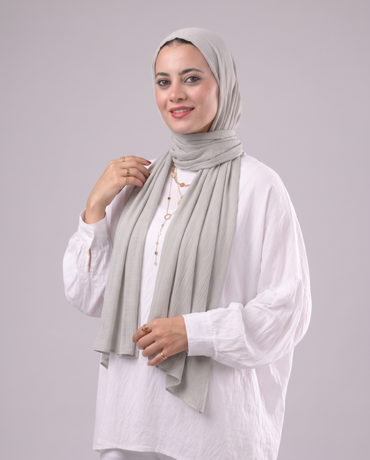 Lulua Plain Cotton Scarf - Light Greige