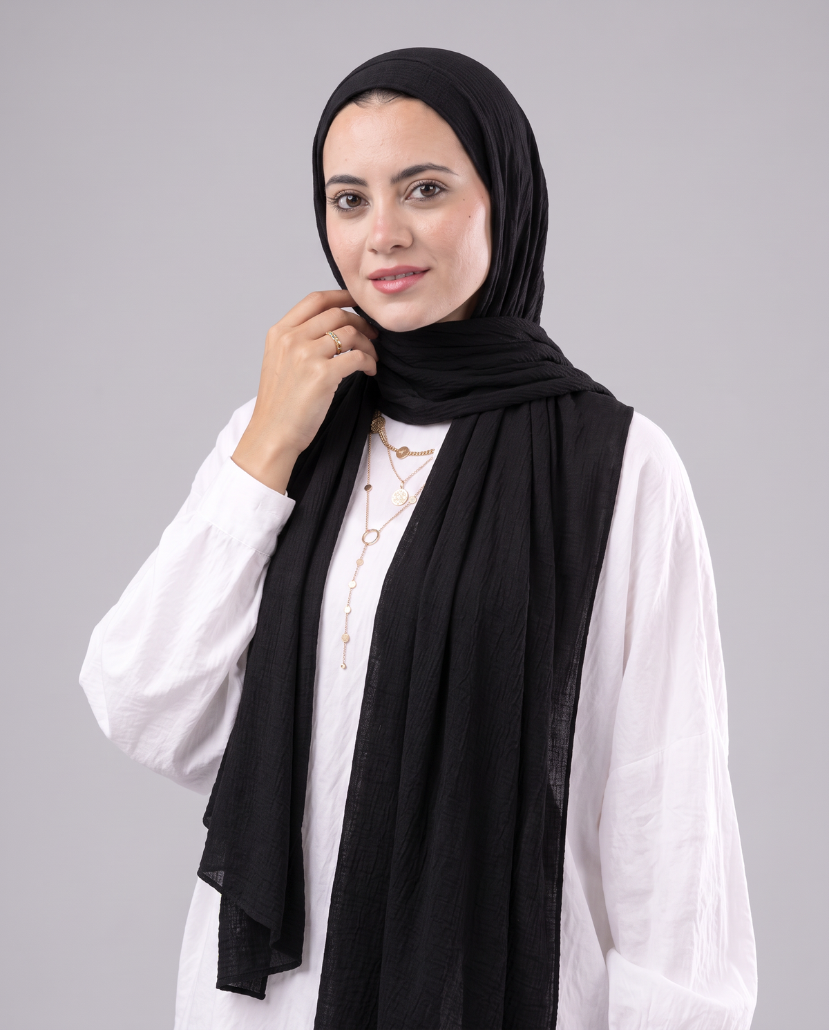 Lulua Plain Cotton Scarf - Black