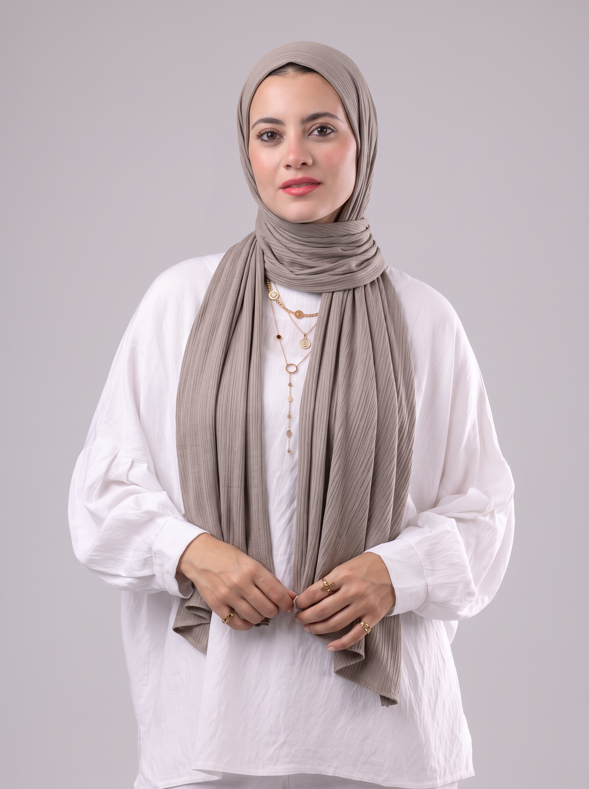 Lulua Plain Cotton Scarf - Taupe