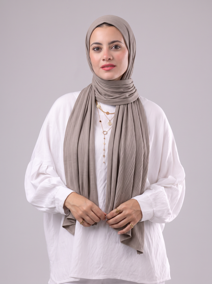 Lulua Plain Cotton Scarf - Taupe