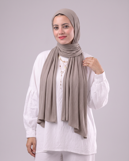 Lulua Plain Cotton Scarf - Taupe