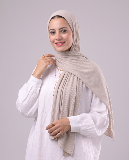 Lulua Plain Cotton Scarf - Light Beige