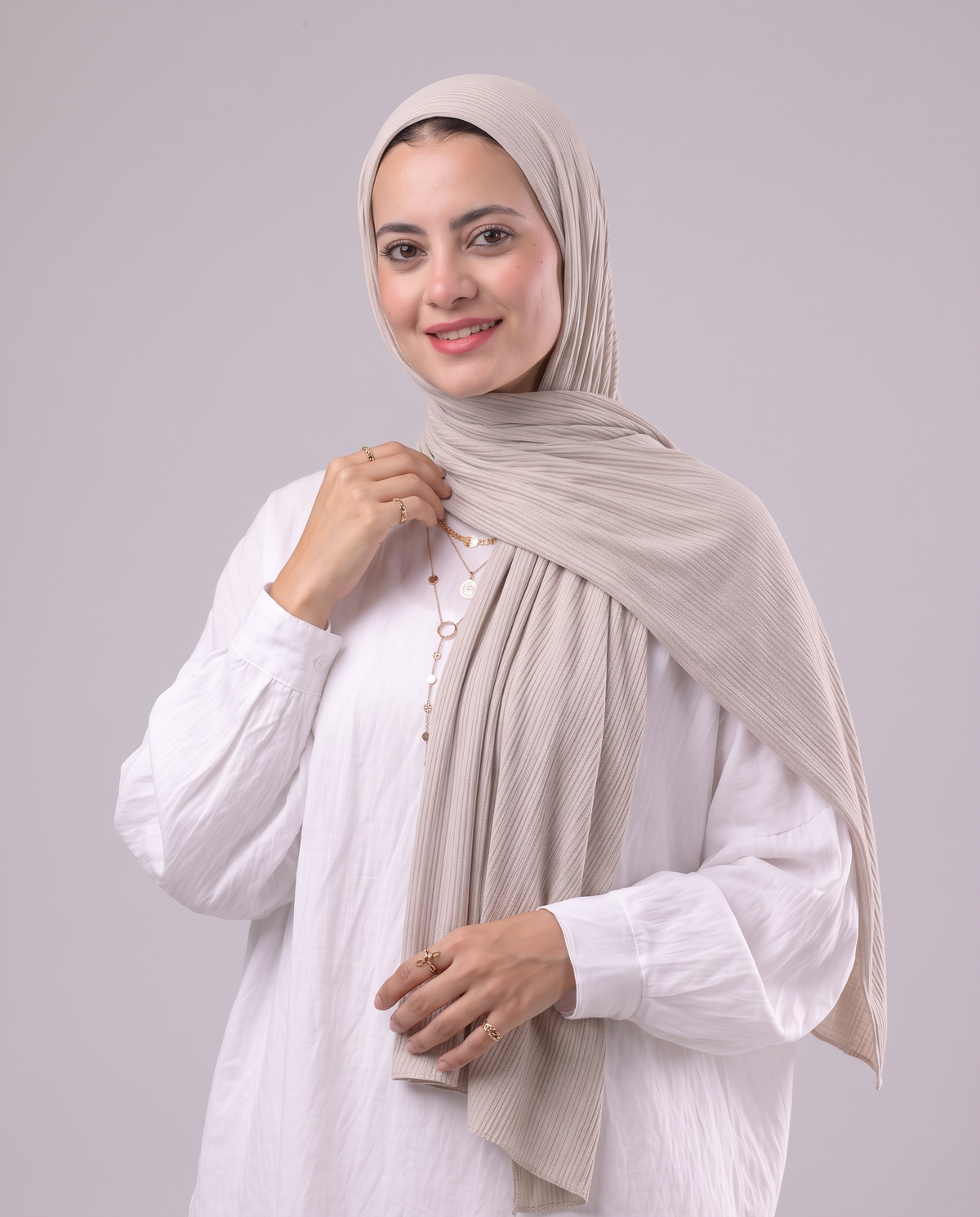 Lulua Plain Cotton Scarf - Light Beige