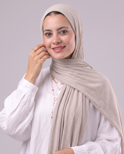 Lulua Plain Cotton Scarf - Light Beige