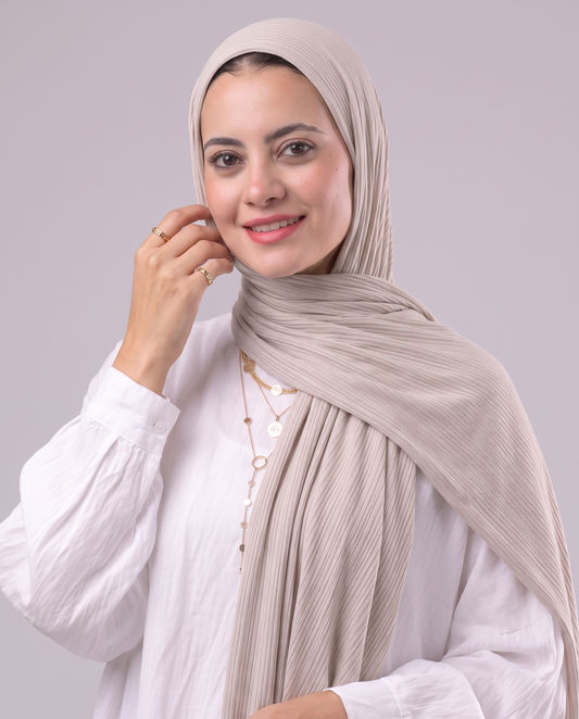 Lulua Plain Cotton Scarf - Light Beige