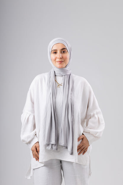 Jel Scarf and Bonnet Set in Grey #Color_Grey