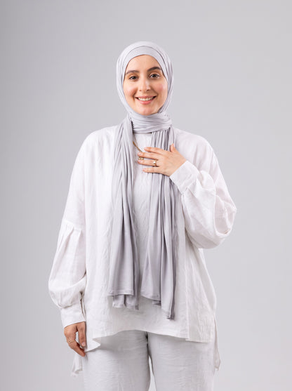 Jel Scarf and Bonnet Set in Grey #Color_Grey