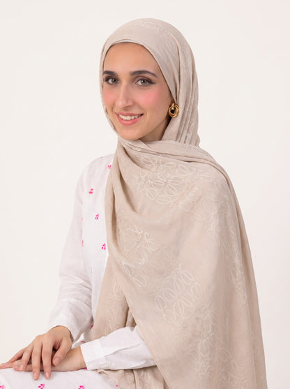 Anagram Weave Kuwaiti Scarf in Light Beige #Color_Light Beige