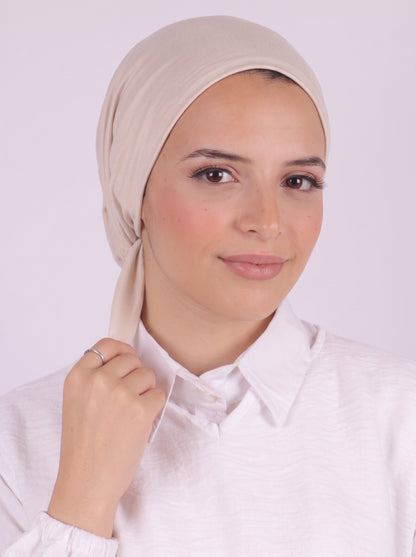 Seamless Tie Bonnet - Light Beige