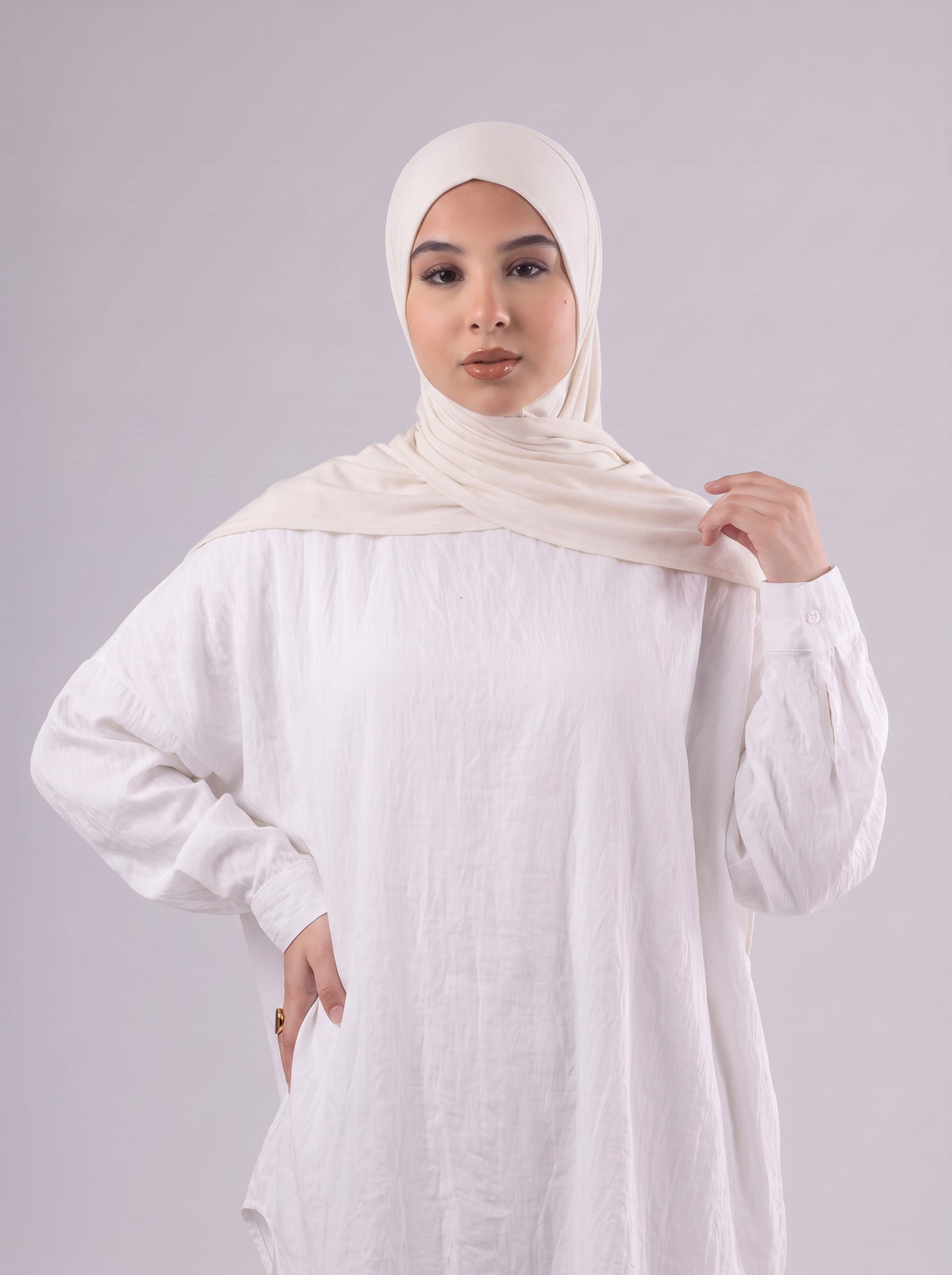 Quick Wrap Hijab in Light Beige #Color_Light Beige