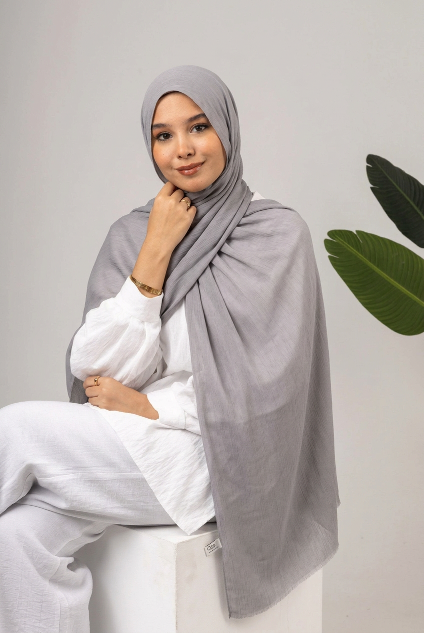 Soft Crinkle Scarf - Grey