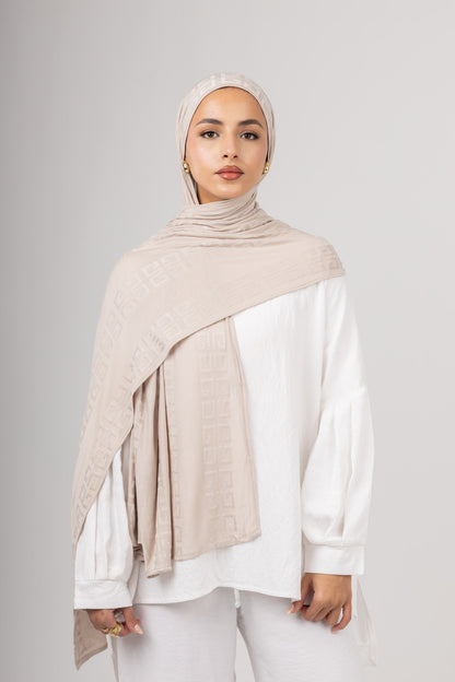 Maze Kuwaiti Scarf in Light Beige #Color_Light Beige