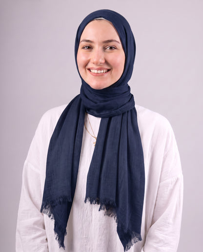 Safnga Cotton Scarf - Navy