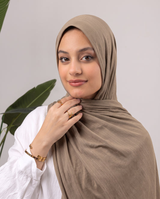 Diamond Stripe Kuwaiti Scarf - Coffee