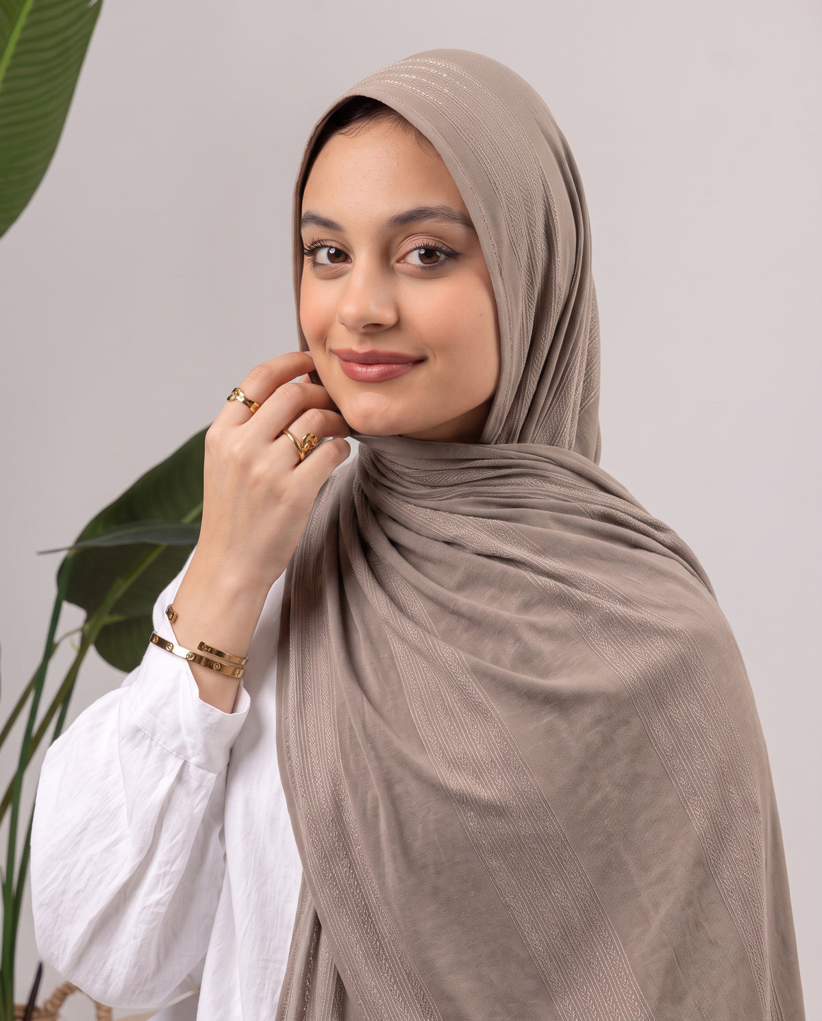 Diamond Stripe Kuwaiti Scarf - Taupe