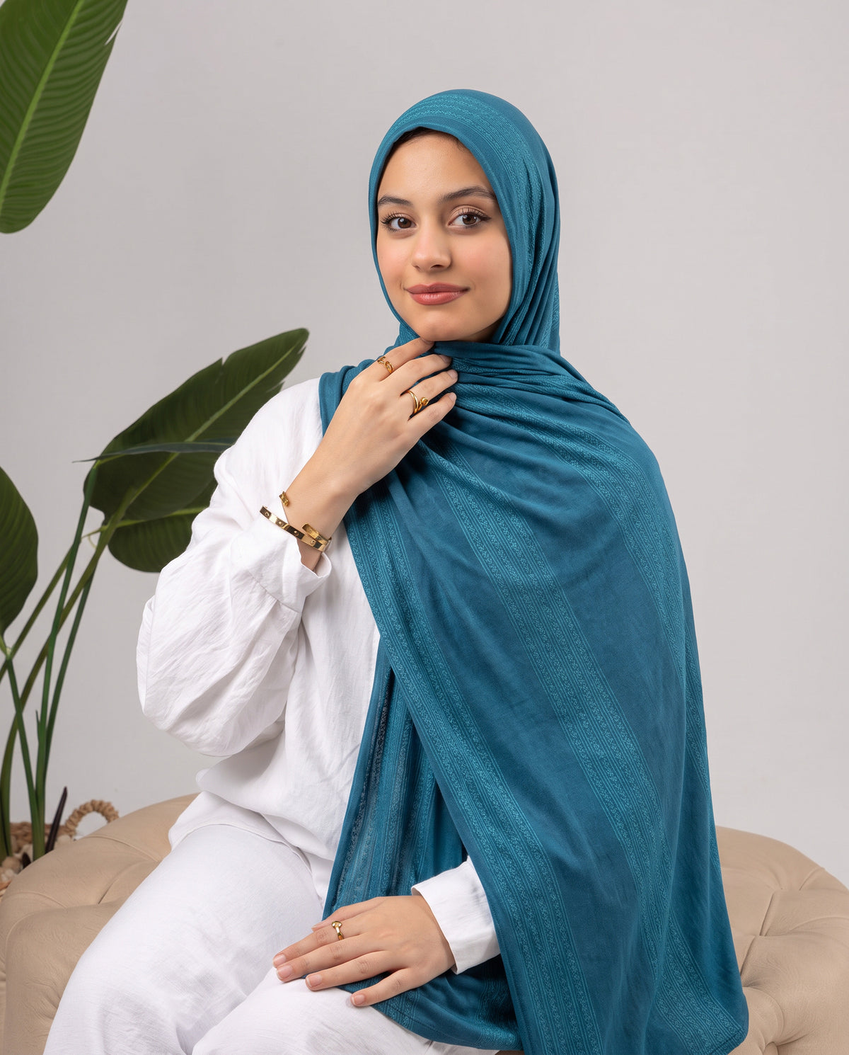 Diamond Stripe Kuwaiti Scarf - Teal