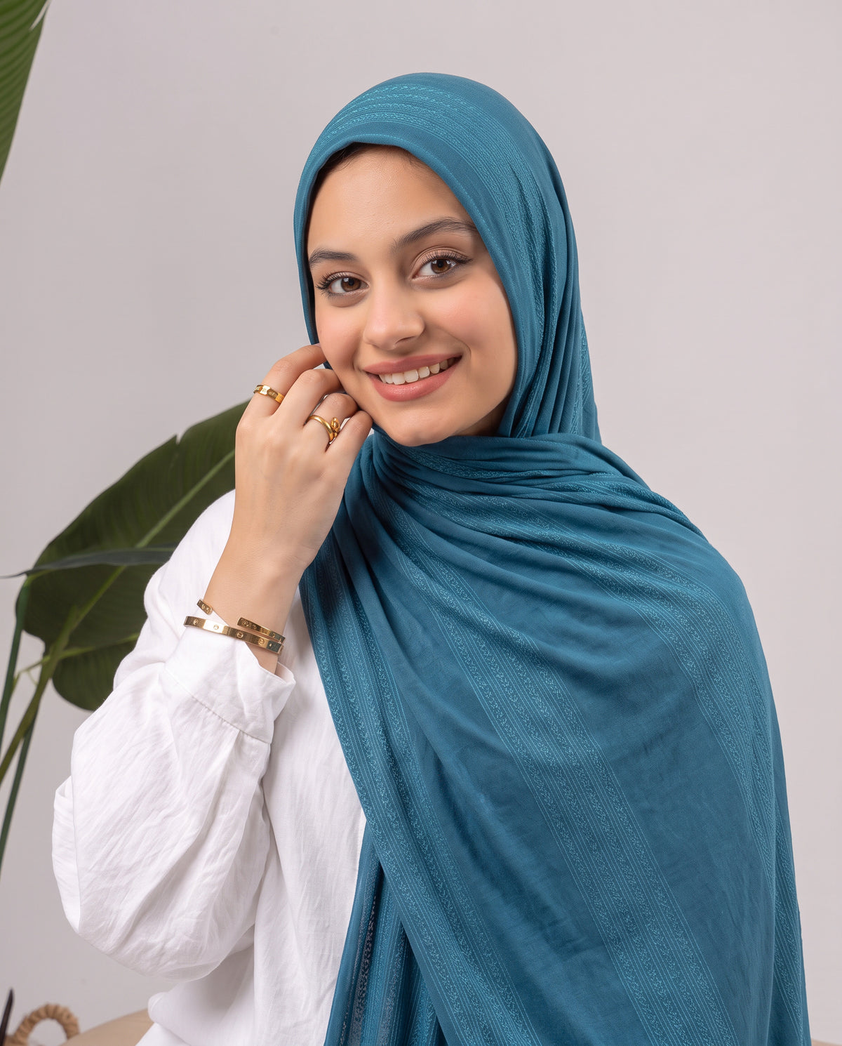 Diamond Stripe Kuwaiti Scarf - Teal