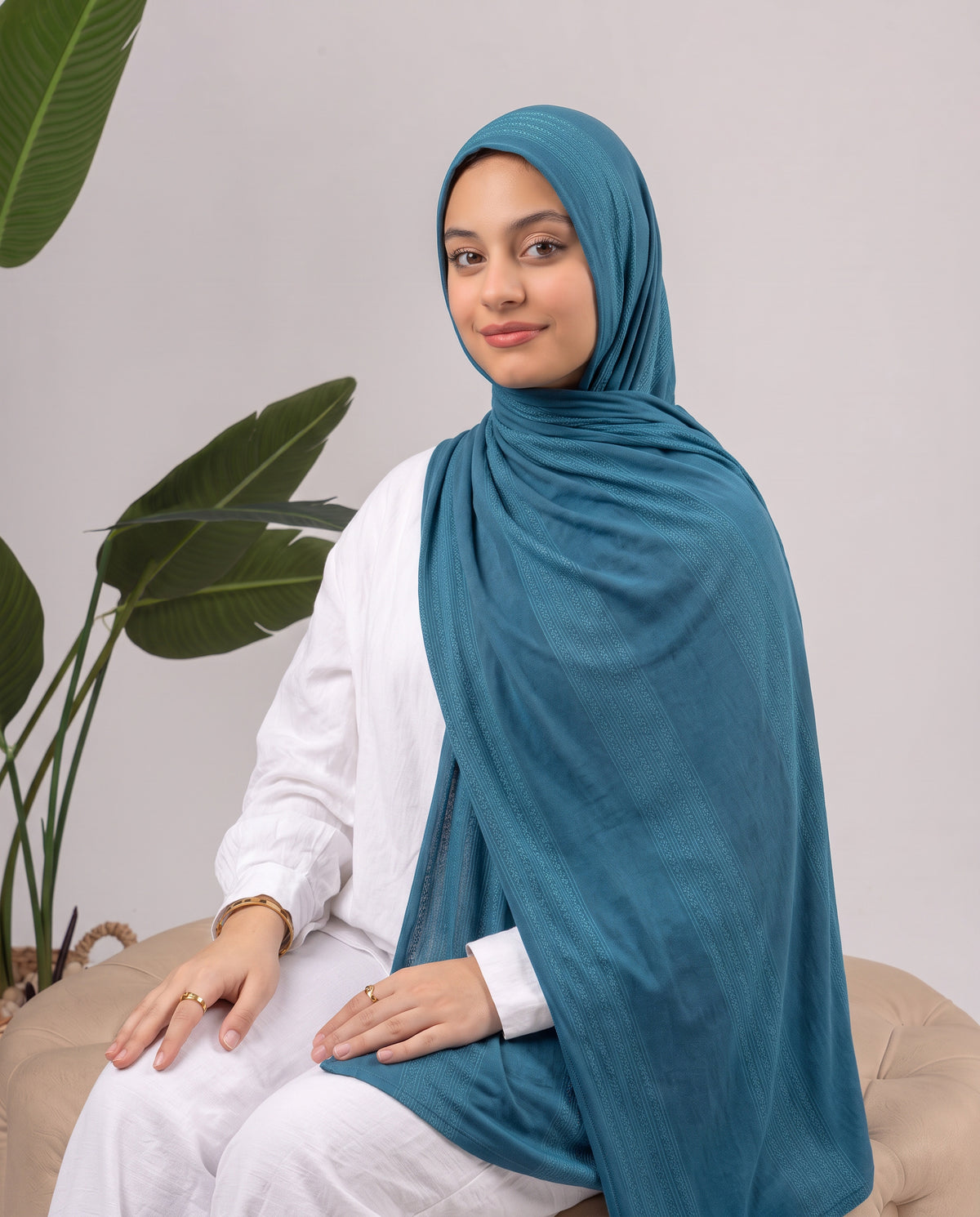 Diamond Stripe Kuwaiti Scarf - Teal