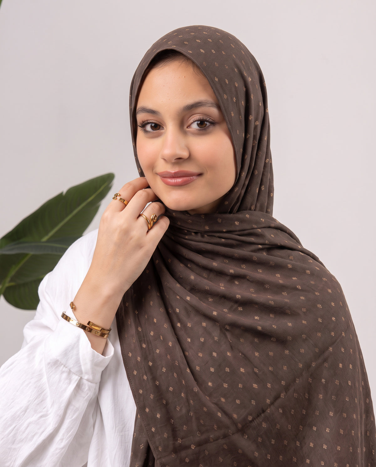 Dots Devore Kuwaiti Scarf - Brown