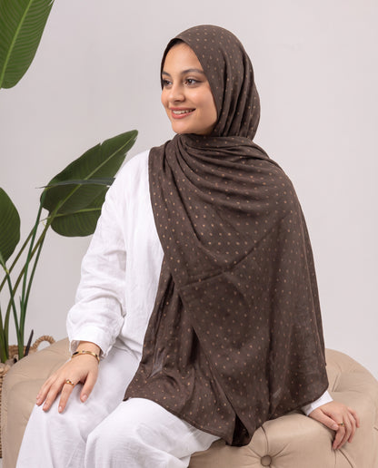 Dots Devore Kuwaiti Scarf - Brown