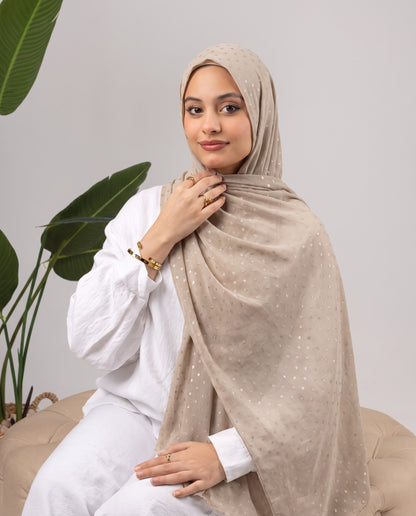 Dots Devore Kuwaiti Scarf - Beige