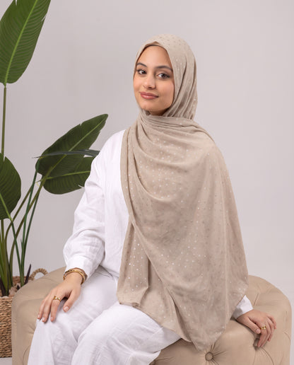 Dots Devore Kuwaiti Scarf - Beige
