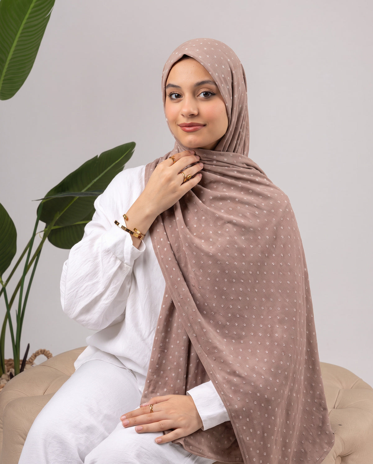 Dots Devore Kuwaiti Scarf - Cashmere