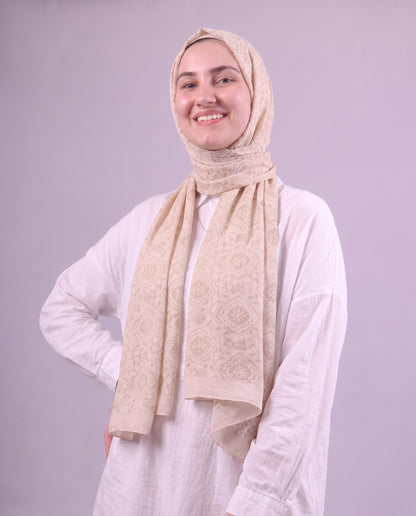Flower Devore Scarf - Creamy